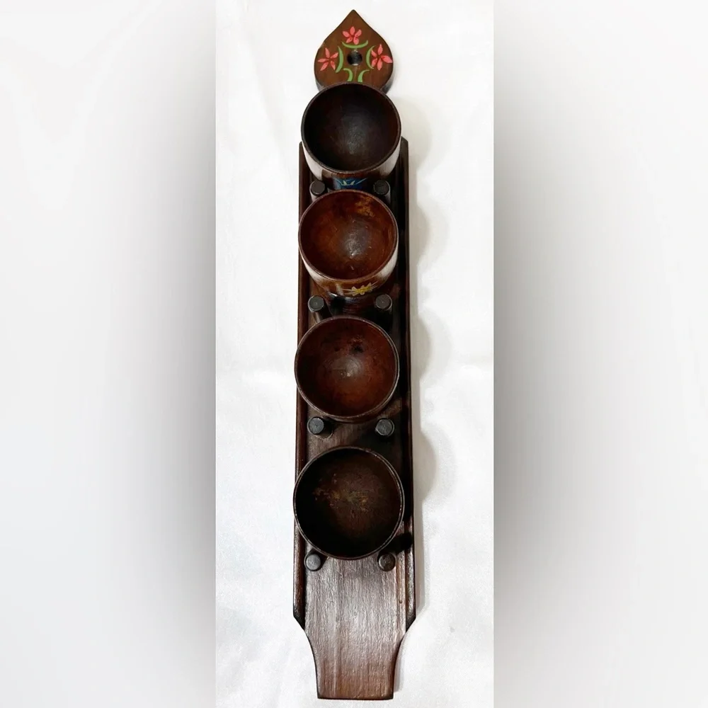 Authentic♥️Vintage Bavarian/Austrian Folk Art Wall Hanging Egg Cups
